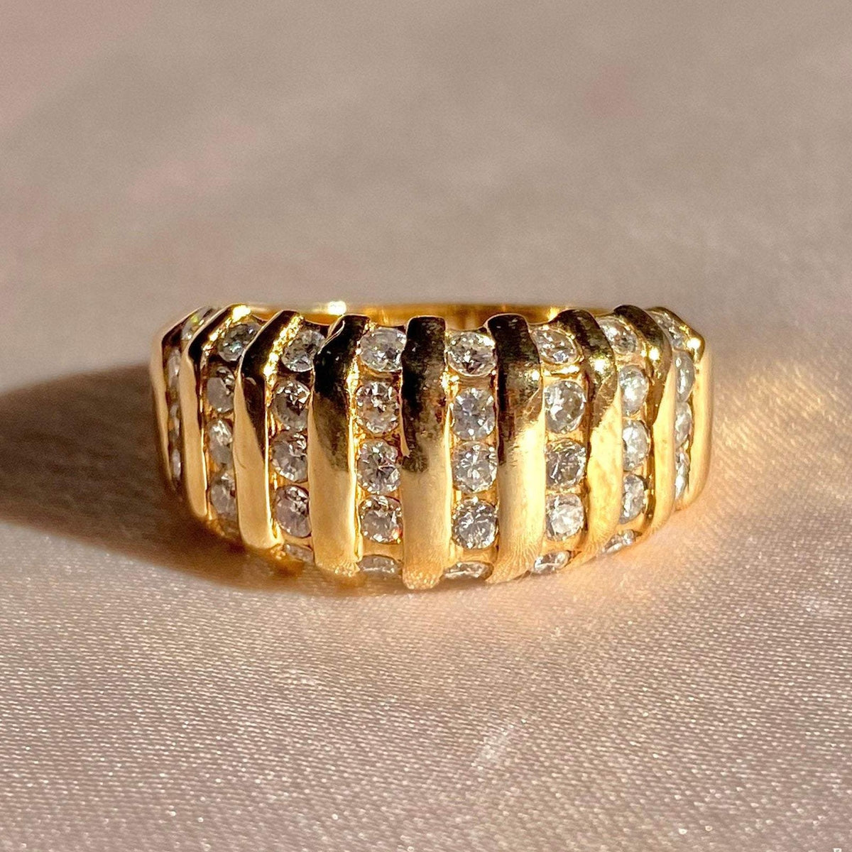 Vintage 14k Diamond Column Ring 1.00 cts