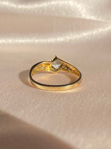 Vintage 10k Asscher Aquamarine Diamond Ring