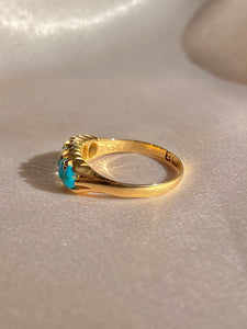 Antique 18k Turquoise Boat Ring 1899
