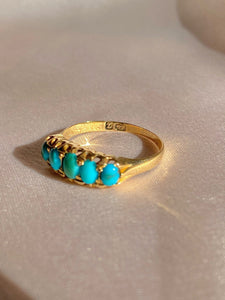 Antique 18k Turquoise Boat Ring 1899