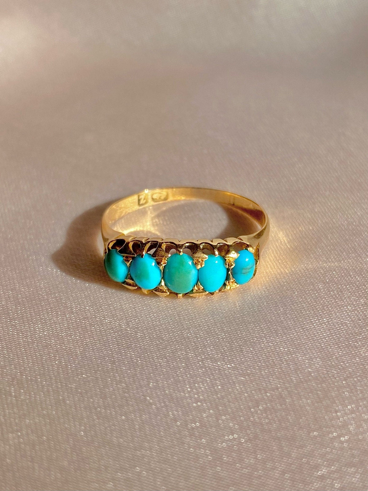 Antique 18k Turquoise Boat Ring 1899