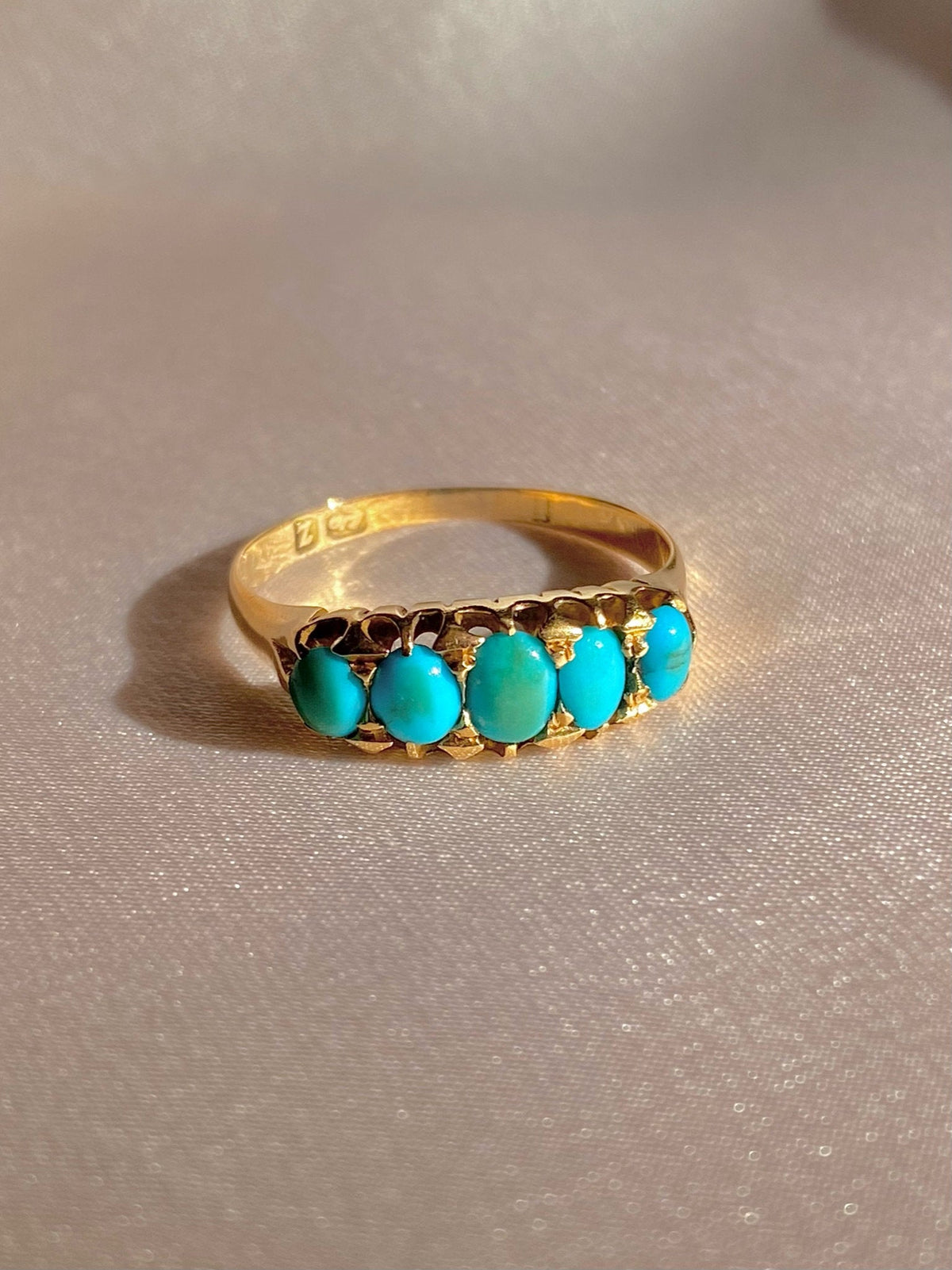 Antique 18k Turquoise Boat Ring 1899