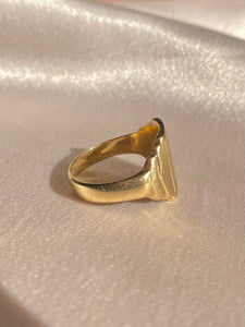 Antique 9k Diamond Starburst Signet Ring 1900s