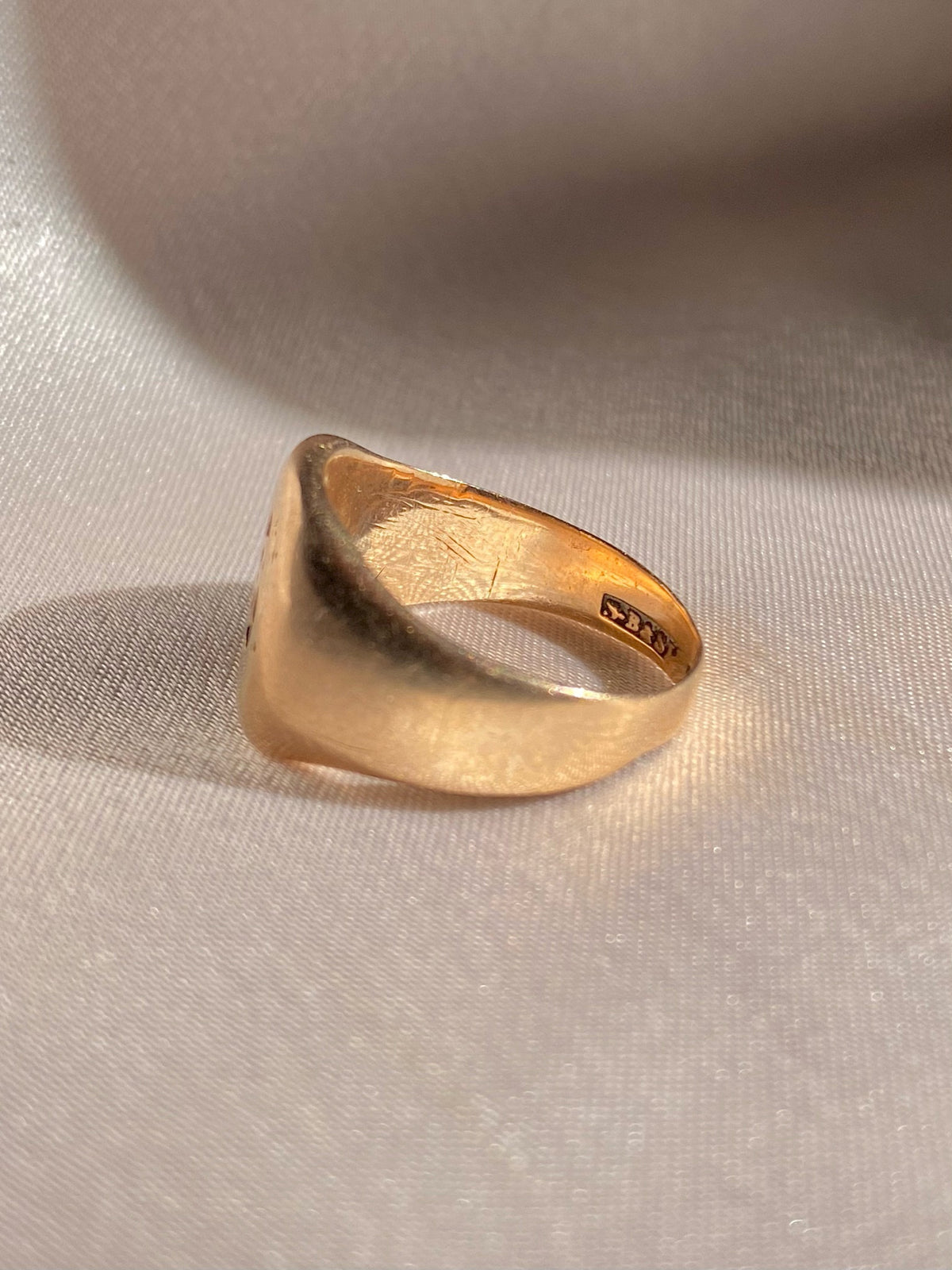 Antique 9k Rose Gold Asian Script Signet Ring 1920s