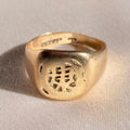 Antique 9k Rose Gold Asian Script Signet Ring 1920s