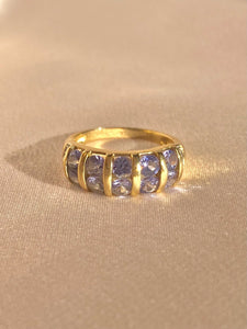 Vintage 9k Tanzanite Diamond Channel Bombe Ring