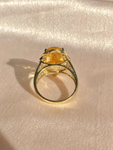 Load image into Gallery viewer, Vintage 9k Citrine Diamond Flower Cluster Cocktail Ring
