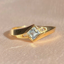 Load image into Gallery viewer, Vintage 10k Asscher Aquamarine Diamond Ring
