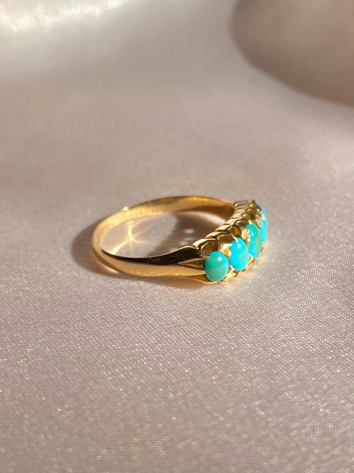 Antique 18k Turquoise Boat Ring 1899