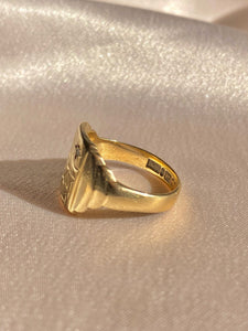 Antique 9k Diamond Starburst Signet Ring 1900s
