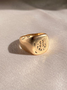 Antique 9k Rose Gold Asian Script Signet Ring 1920s
