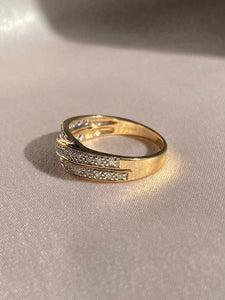 Vintage 9k Diamond Pave Crossover Ring
