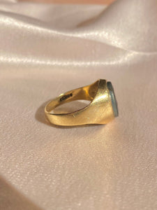 Vintage 9k Hematite Intaglio Signet Ring 1973