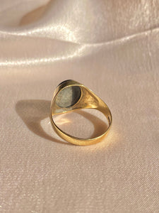 Vintage 9k Hematite Intaglio Signet Ring 1973