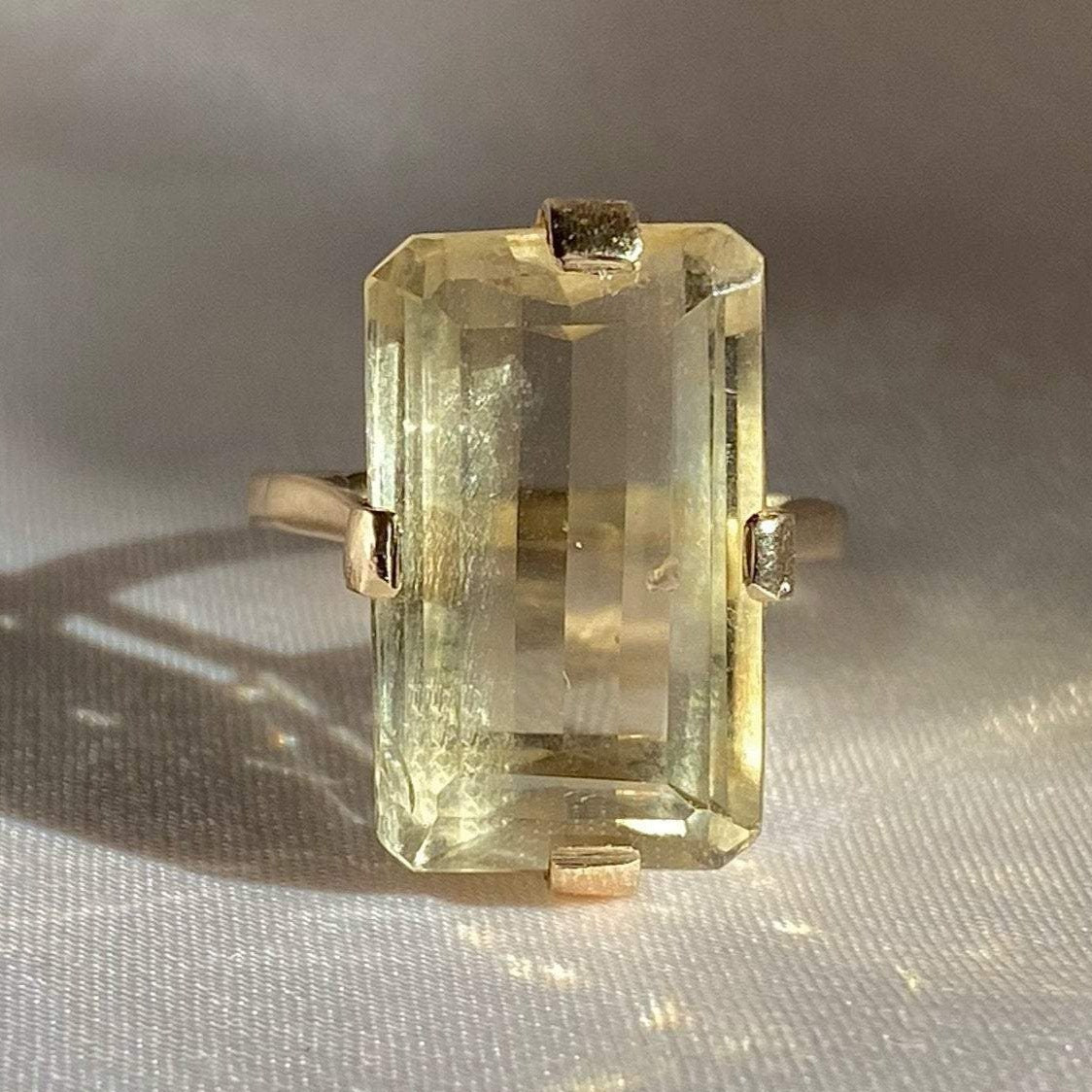 Vintage 9k Pale Citrine Cocktail Ring 1984