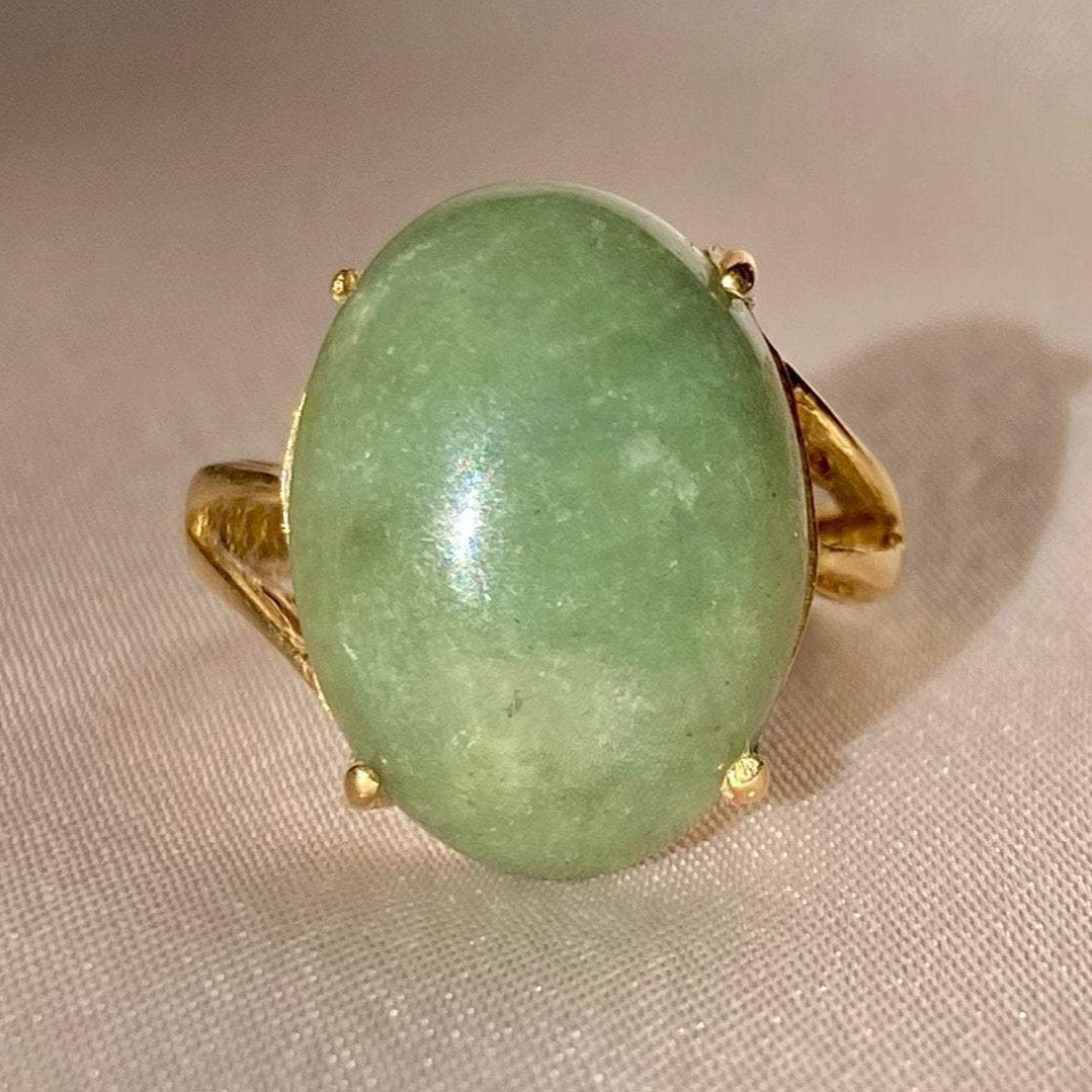 Vintage 9k Jade Cabochon Ring 2002