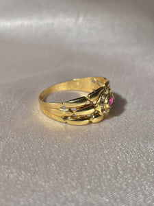 Vintage 18k Ruby Halo Chain Ring