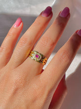 Load image into Gallery viewer, Vintage 18k Ruby Halo Chain Ring

