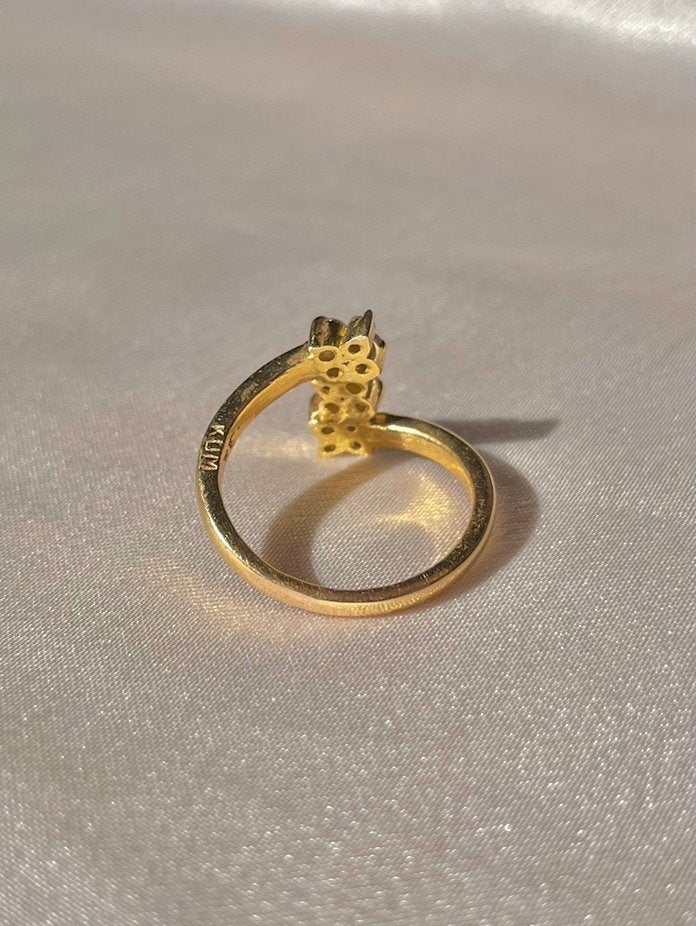 Vintage 18k Diamond Flower Waterfall Ring