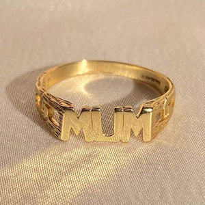 Vintage 9k Mom MUM Ring