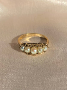 Vintage 9k Pearl Boat Ring c 1989