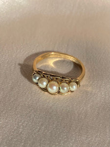 Vintage 9k Pearl Boat Ring c 1989