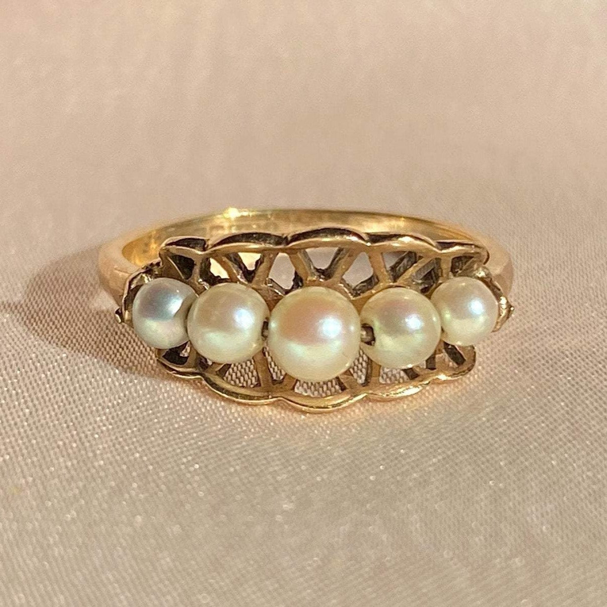 Vintage Pearl Boat Ring 1989