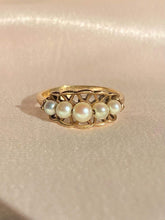 Load image into Gallery viewer, Vintage 9k Pearl Boat Ring c 1989
