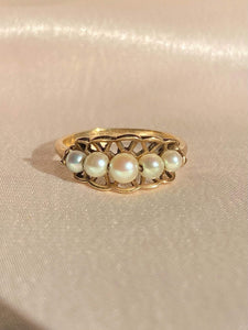 Vintage 9k Pearl Boat Ring c 1989