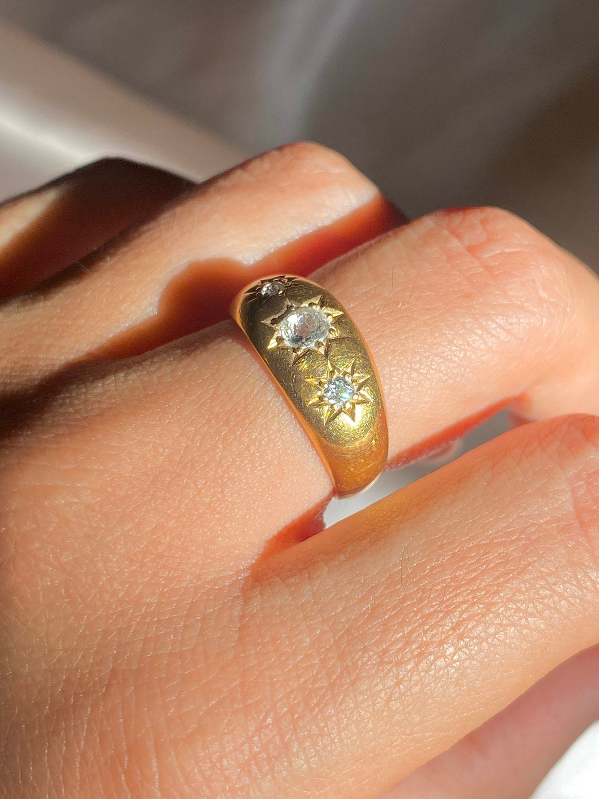 Antique 18k Diamond Trilogy Gypsy Ring 1909