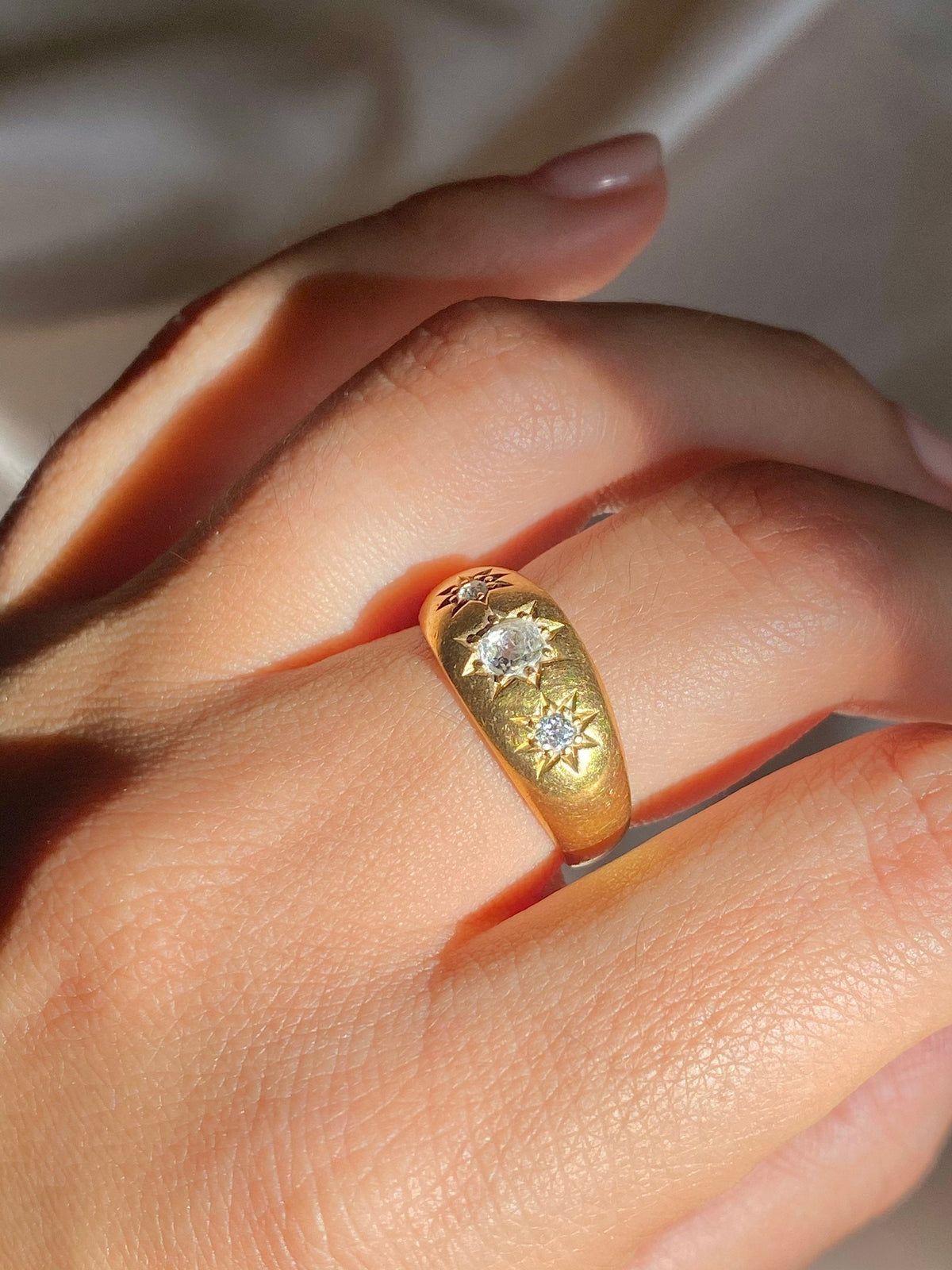 Antique 18k Diamond Trilogy Gypsy Ring 1909