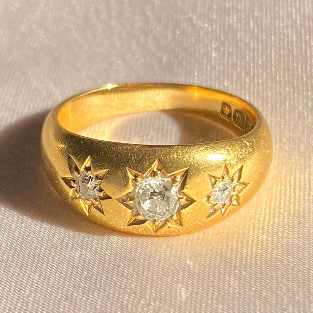 Antique 18k Diamond Trilogy Gypsy Ring 1909