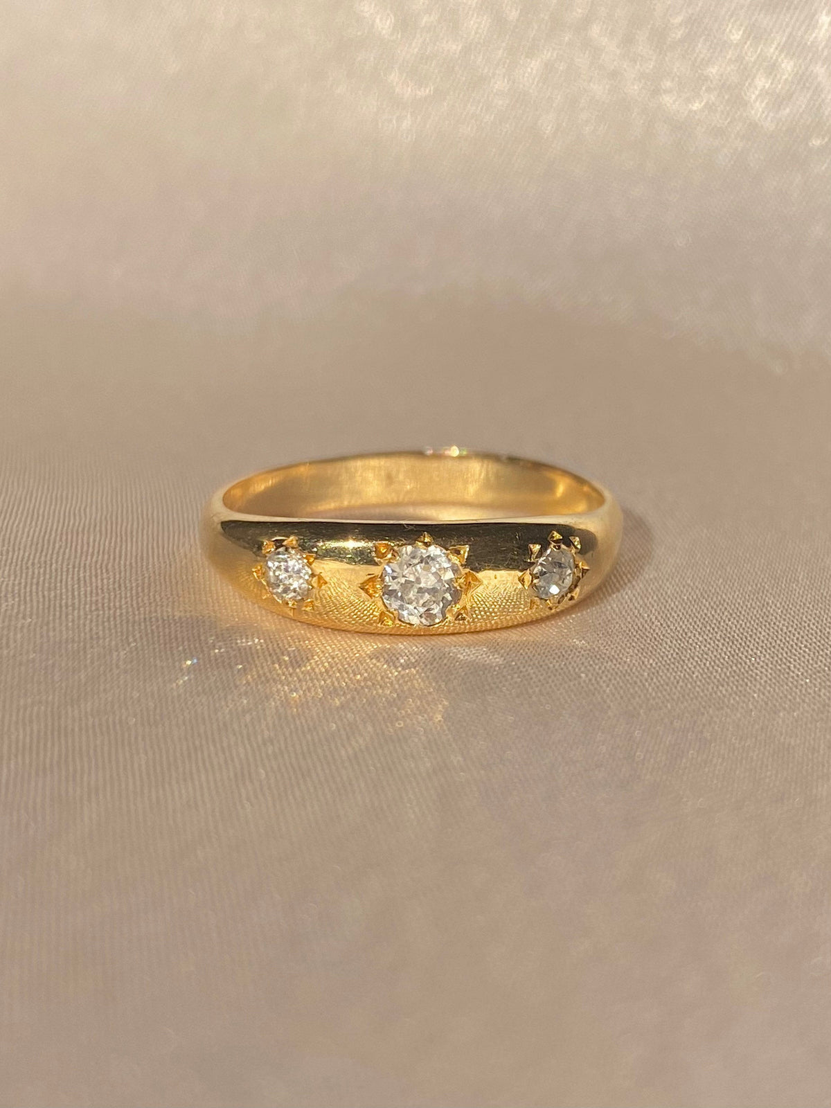 Antique 18k Diamond Skinny Trilogy Gypsy Ring