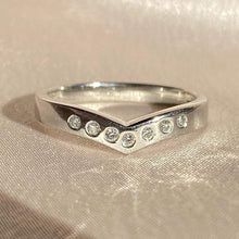 Load image into Gallery viewer, Vintage 9k White Gold Diamond Chevron Ring
