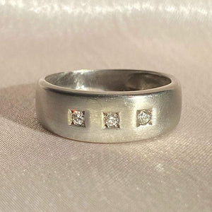 Vintage 9k White Gold Diamond Square Gypsy Ring