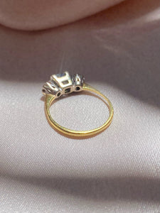 Vintage 18k Diamond Princess Cut Trilogy Ring 1981