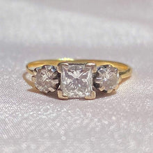 Load image into Gallery viewer, Vintage 18k Diamond Princess Cut Trilogy Ring 1981
