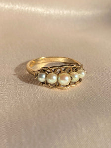 Vintage 9k Pearl Boat Ring c 1989