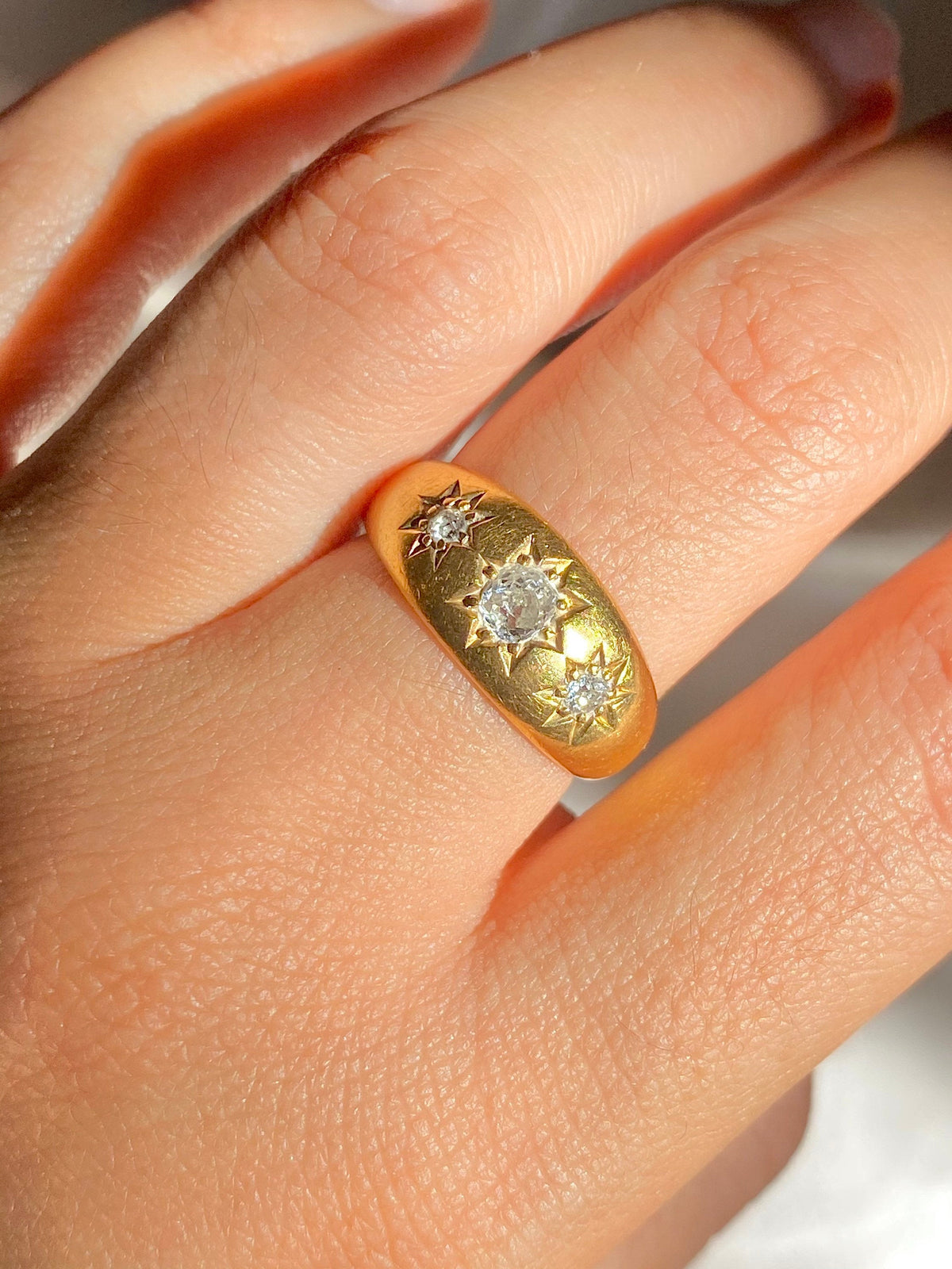 Antique 18k Diamond Trilogy Gypsy Ring 1909
