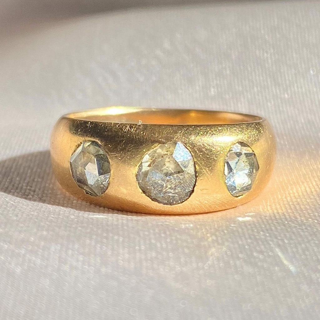 Antique 18k Diamond Trilogy Georgian Gypsy Ring