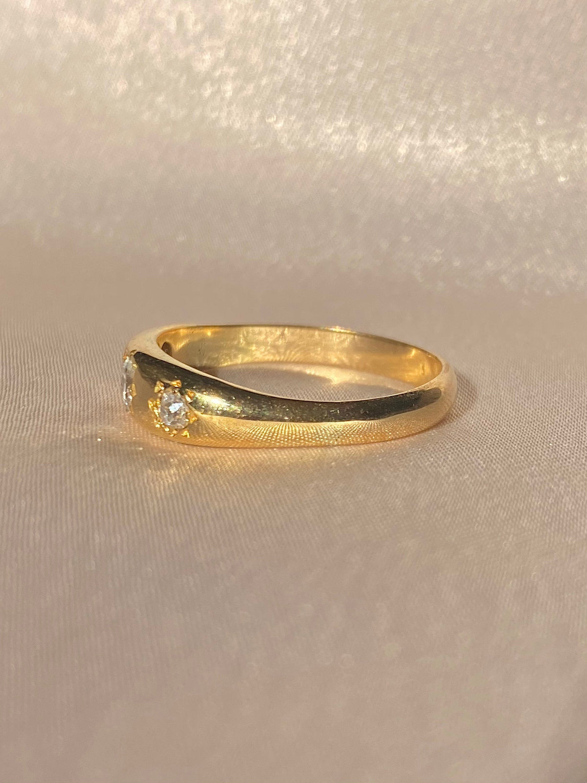 Antique 18k Diamond Skinny Trilogy Gypsy Ring