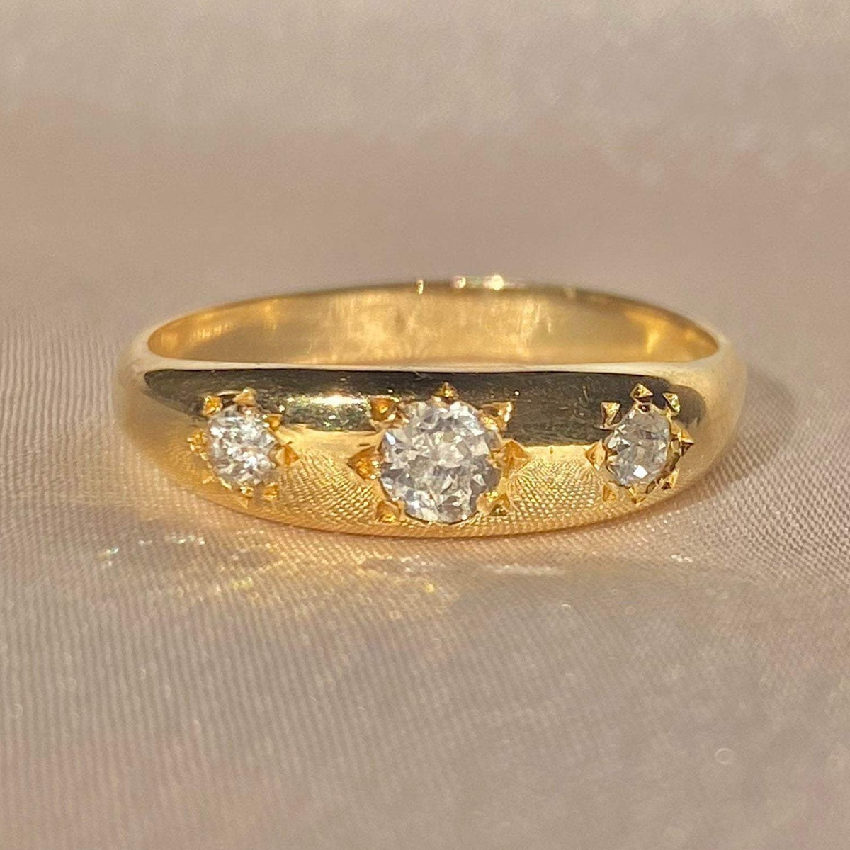 Antique 18k Diamond Skinny Trilogy Gypsy Ring