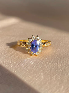 Vintage 14k Tanzanite Diamond Flower Engagement Ring