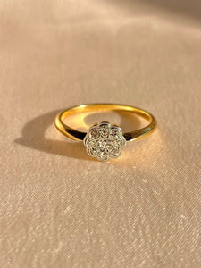 Vintage 18k Diamond Bezel Flower Cluster Ring