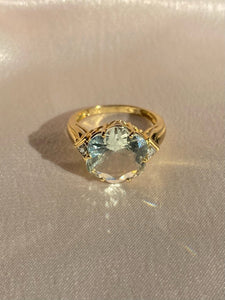 Vintage 10k Green Amethyst Diamond Floral Ring