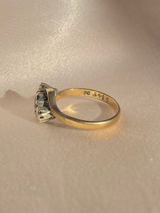 Vintage 9k Sapphire Diamond Swirl Ring 1977