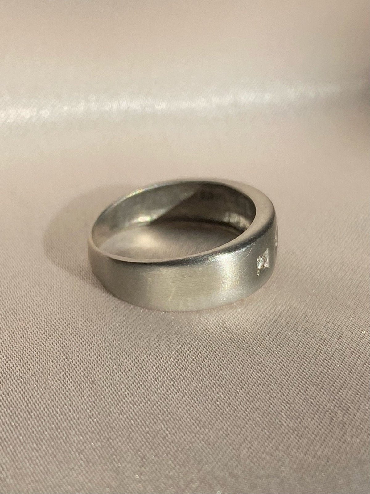 Vintage 9k White Gold Diamond Square Gypsy Ring