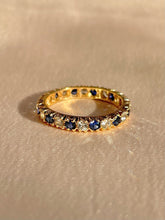 Load image into Gallery viewer, Vintage 9k Blue and White Sapphire Eternity Ring
