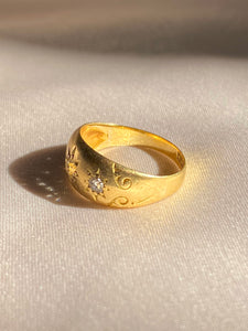 Antique 18k Diamond Trilogy Filigree Gypsy Ring