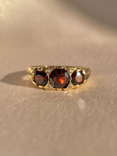 Load image into Gallery viewer, Vintage 9k Garnet Diamond Boat Ring 1963
